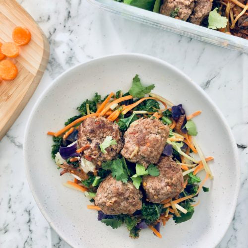 Easy Peasy Meatballs with Sauteed Vegetables